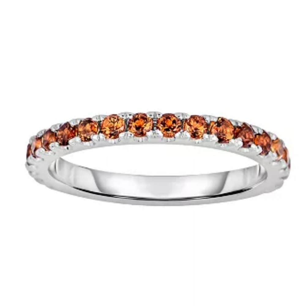 NWOT Oro Leoni Sterling Silver Citrine Eternity Ring Size 6